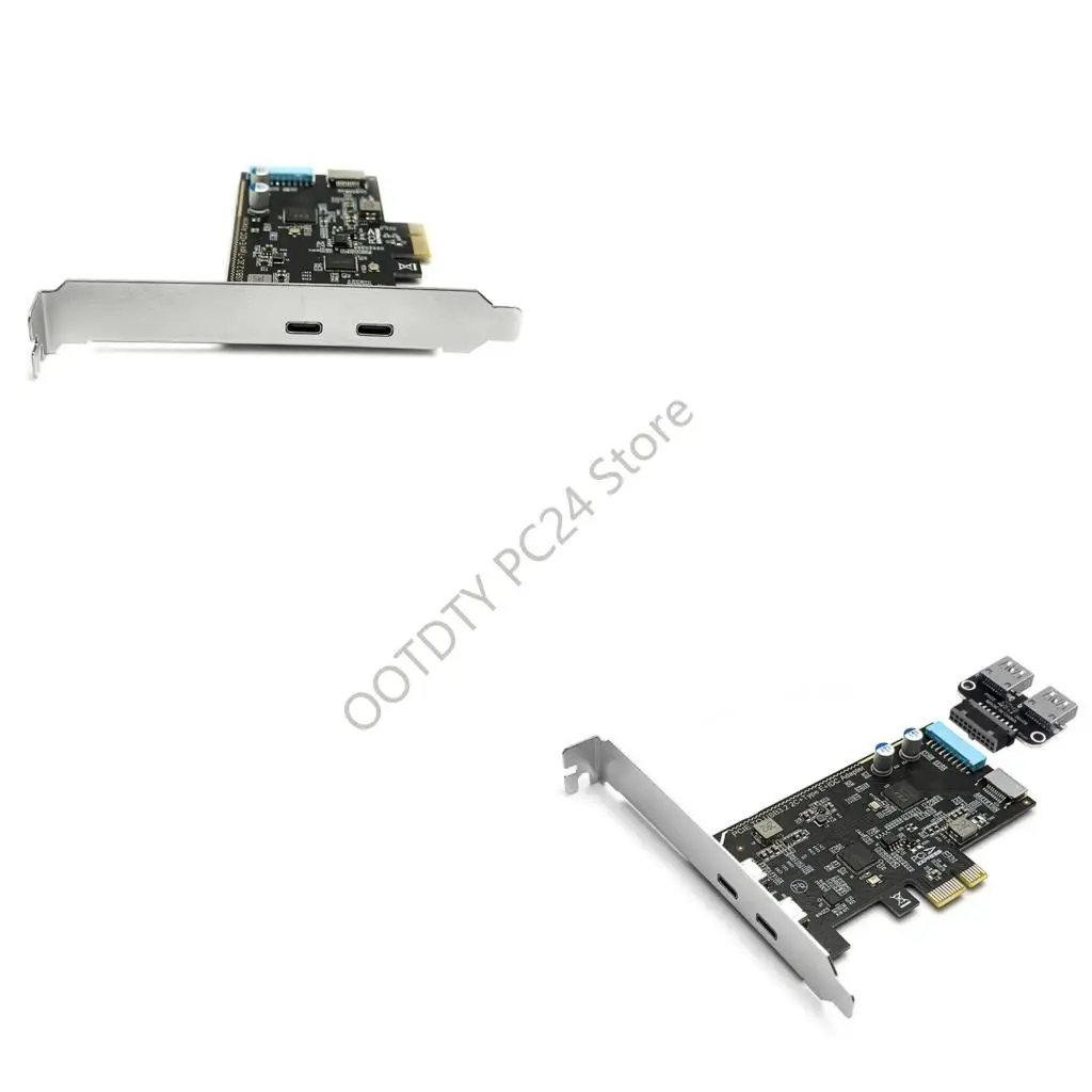H7BA Double Port USB C PCIe Expansion Card Simultaneous Device Operation Independent Power