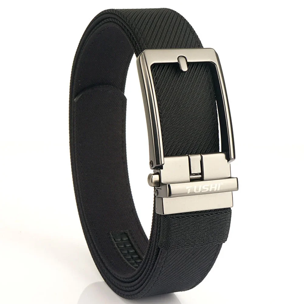 TUSHI Brand New 3.5 Wide Alloy Automatic Buckle Thickened Double-Layer Nylon Soft Mens Belt Versatile Casual Outdoor Pants Belt