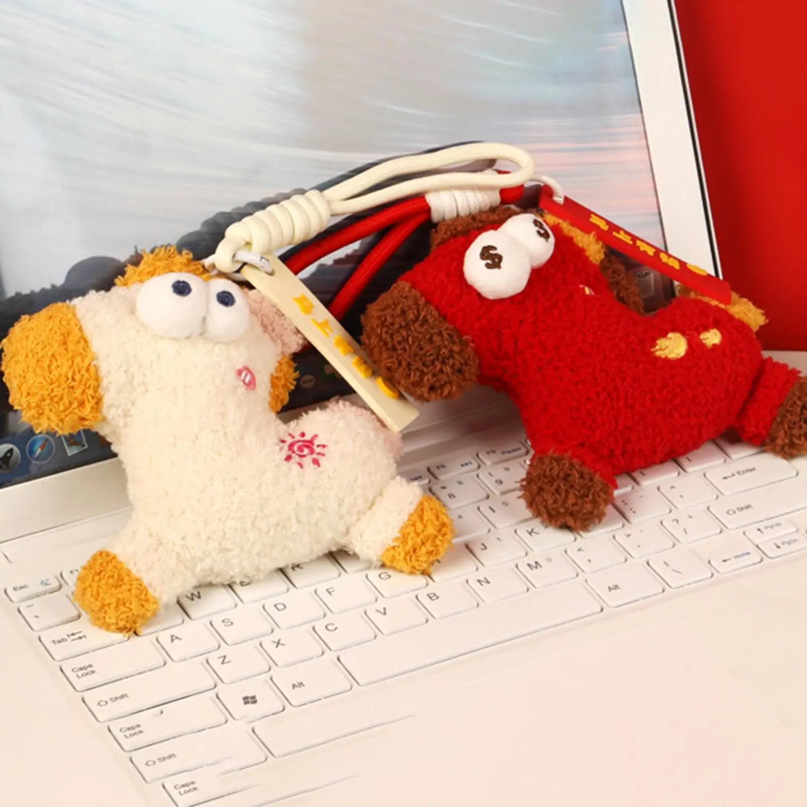 Big Eyes Plush Keychain Cute Animal Fortune Charm Pendant for Women Girls Backpack Purse Wallet School Supplies Party Favor