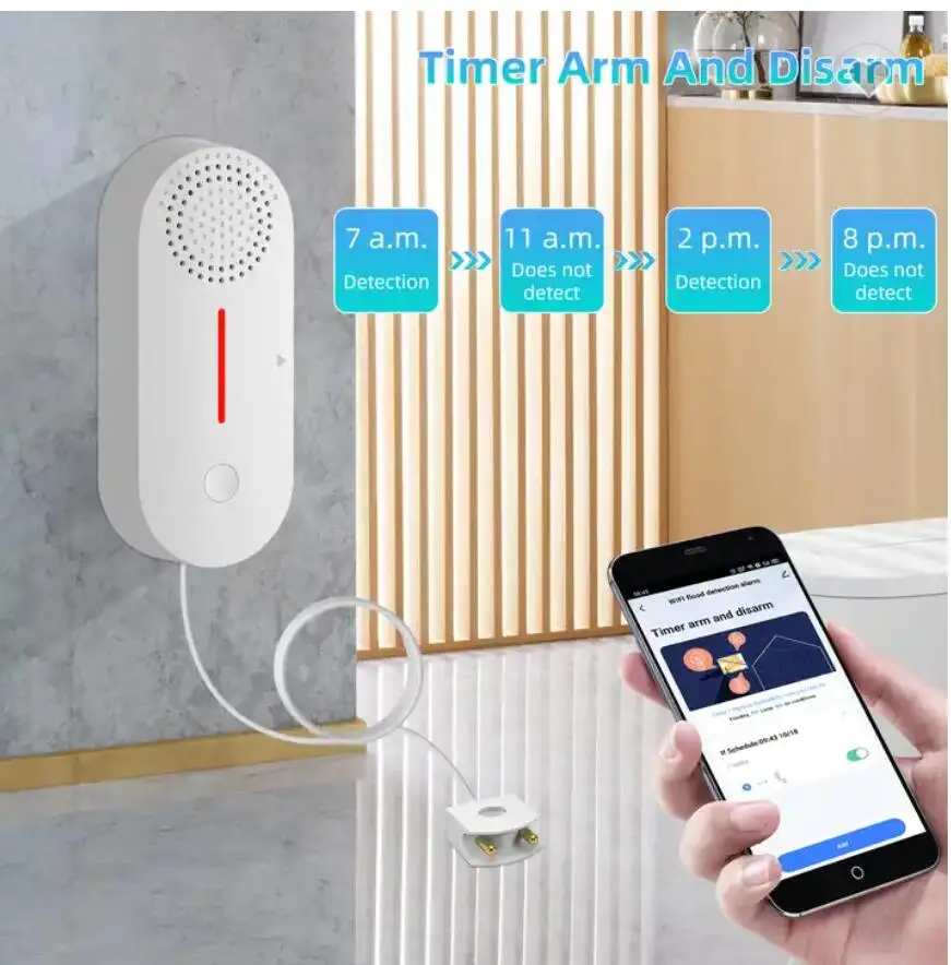 Tuya WiFi Smart Water Leakage Detection Sensor Flood Buzz Water Overflow Warning Detector Alarm