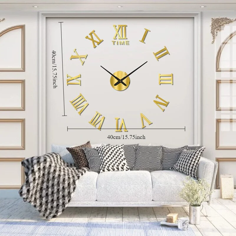 3D Acrylic Digital Wall Clock Roman Numerals Design Mirror Wall Clock Fashion Large Round Wall Clock DIY Self Adhesive Clocks image 3