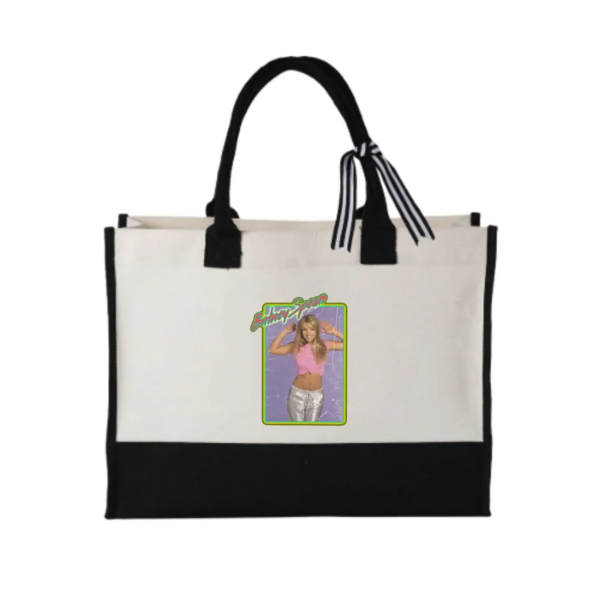 

Britney Spears Retro Themed Design Fashionable Patchwork Canvas Gift Tote for Party Favors