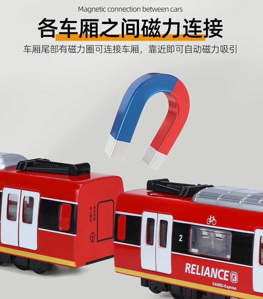 Rail Car Large Simulation Alloy Train Model City Metal Diecast Subway Sound And Light Remote control  Car Kids Toy Boy Gift B071