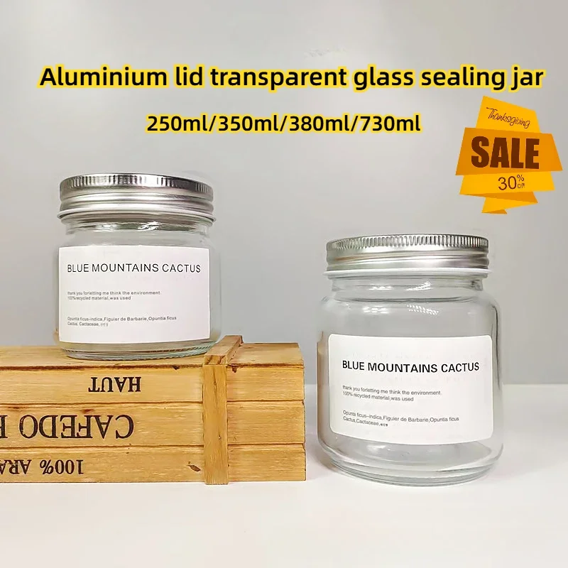 Clear Glass Sealable Jars Aluminium Lids Steamable Honey Sauce Storage Jars Round Empty Glass Jars Refillable Containers