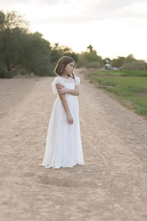 Flower Girl Dresses Lace White/Ivory Bridesmaid Gowns Party Wedding Prom Pageant First Communion Children Clothing