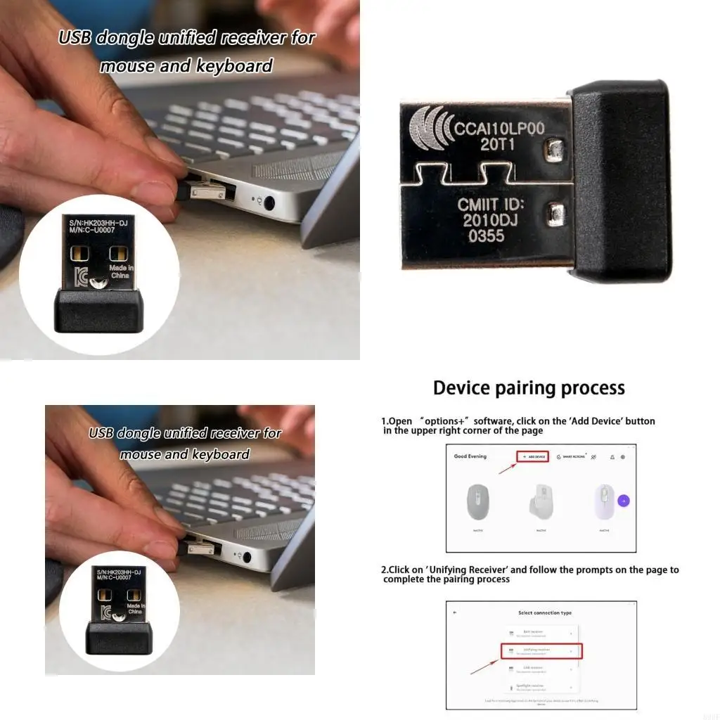 

896F Плащики и воспроизведение USB -приемника мыши для M575, M705, M720, M905, где -либо2S/3 Master2S/3, Vertical, MX Ergo Mouse
