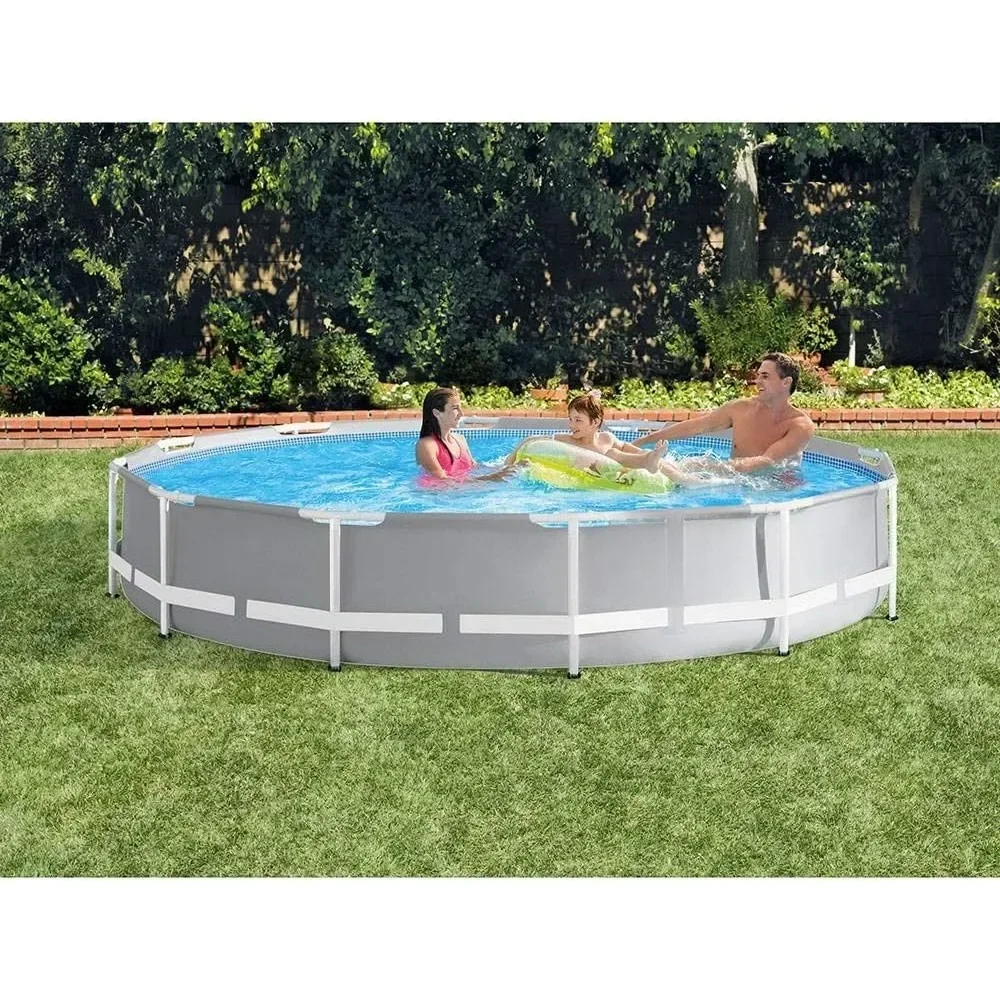 

12Footx30Inch Prism Frame Round Above Ground Backyard Swimming Pool Set with 530 GPH Filter Pump and Easy Set-Up