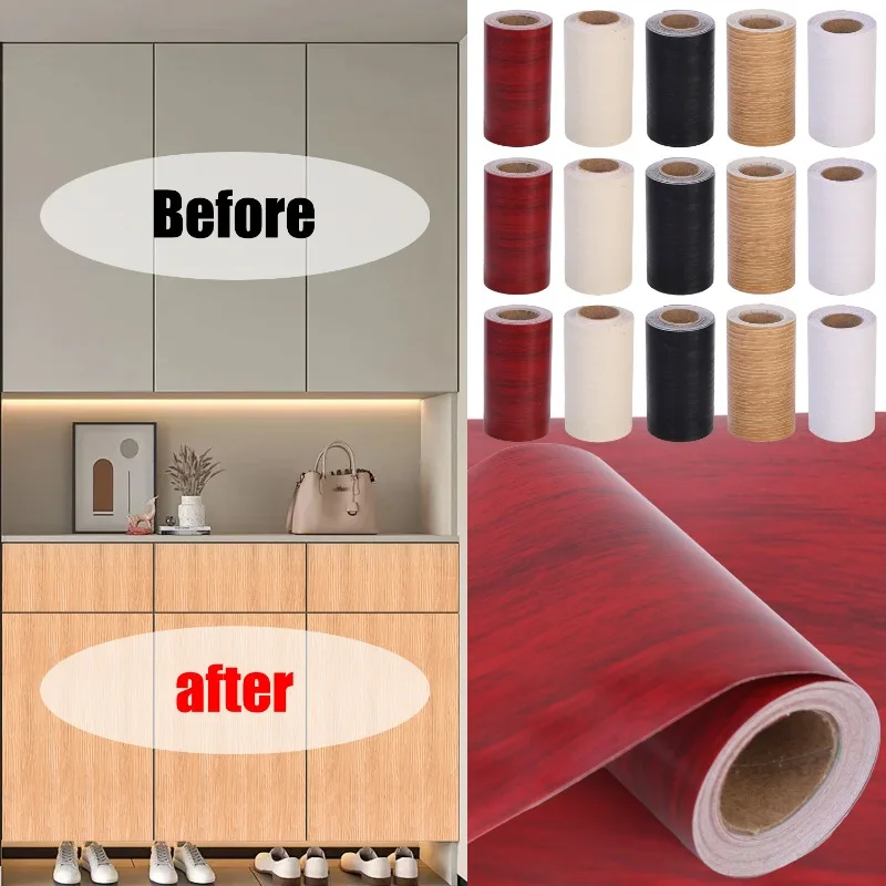 5 متر/لفة واقعية الخشب الحبوب إصلاح لاصق شريط لاصق الطابق الأثاث تجديد التفاف خط ملصق ديكور منزلي