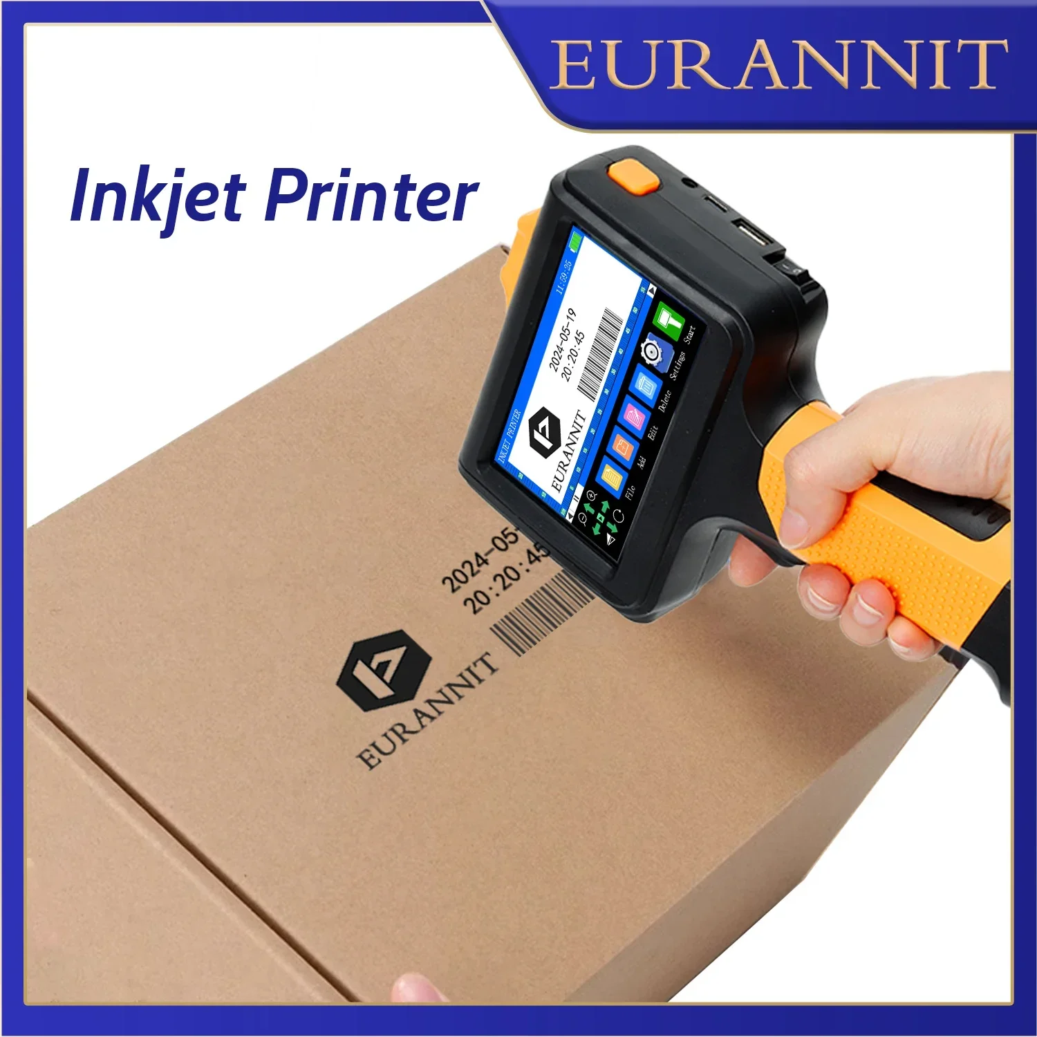 EURANNIT E19 12.7mm Portable Printer Handheld Thermal Inkjet Printer Portable Expire Date Counter QR Barcode Logo Coding Machine