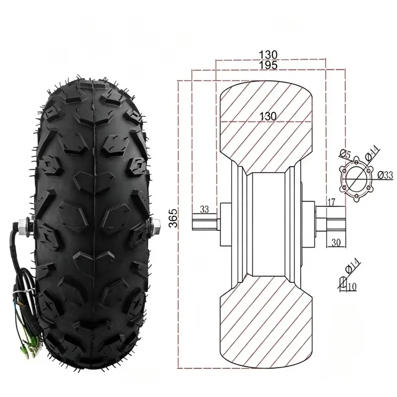 14.5 Inch Tire 350W Brushless Hub Motor Waterproof Plug Controller Kit For Electric Fishing Cart DIY Power Conversion Accessory