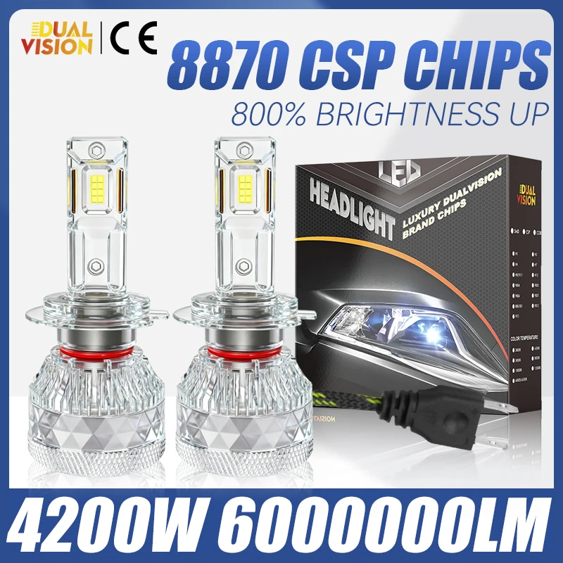 

H7 H4 Led Canbus Автомобильная лампа для фар 4200 Вт 6000000LM H3 880 H27 H8 H9 H11 HB3 9005 HB4 9006 H1 9012 HIR2 CSP CHIP 6000K Противотуманная фара