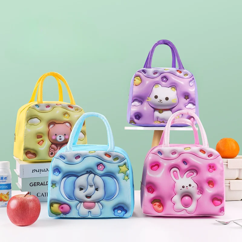 Bolsa de almuerzo Bolsa de almuerzo con aislamiento de mano para mujeres y niños Comida de transporte Bolsa Bento de dibujos animados lindo Bolsas de mano Bolsa Termica