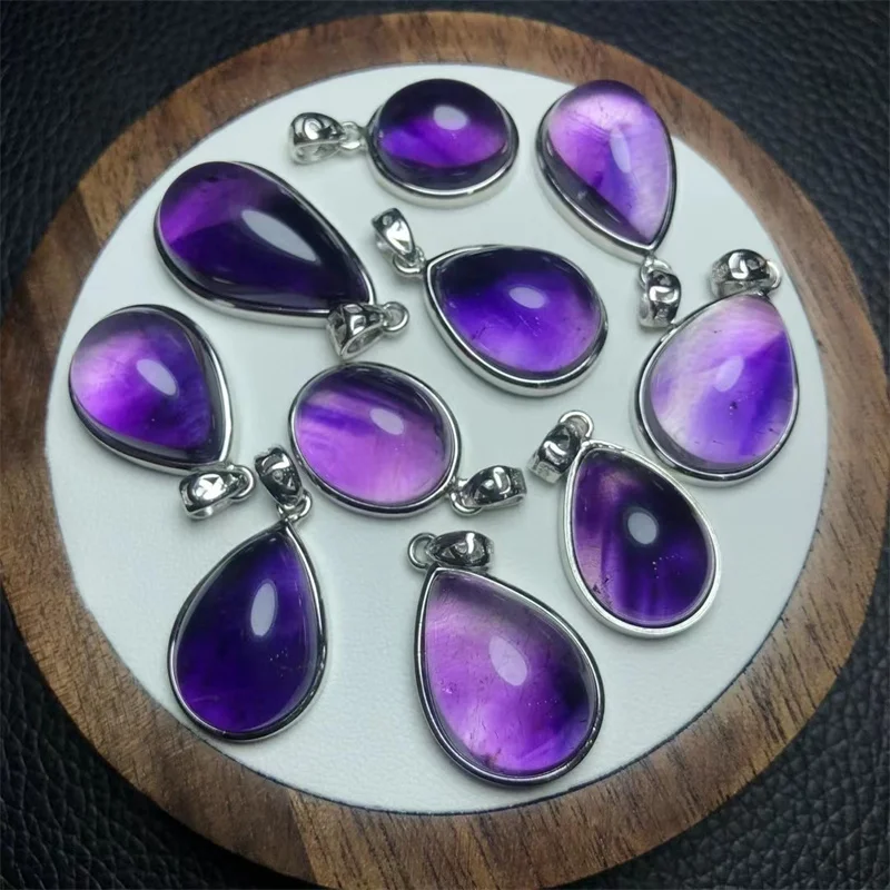 Natural Amethyst Teardrop Pendant Fashion Women Healing Jewelry Gemstone Crystal Charm Choker Necklace Gift 1PCS