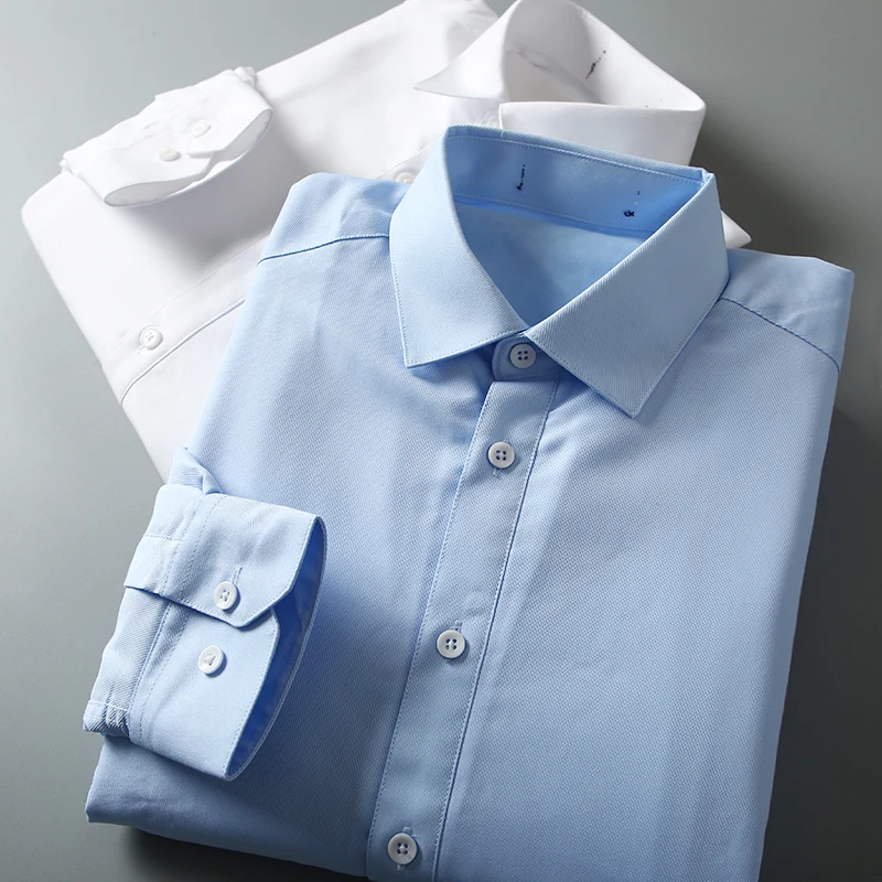 

Men's Fleece Lined Long Sleeve Shirt Thickened Basic Style for Office Commuting White Shirt Simple Elegant Heating Clothing