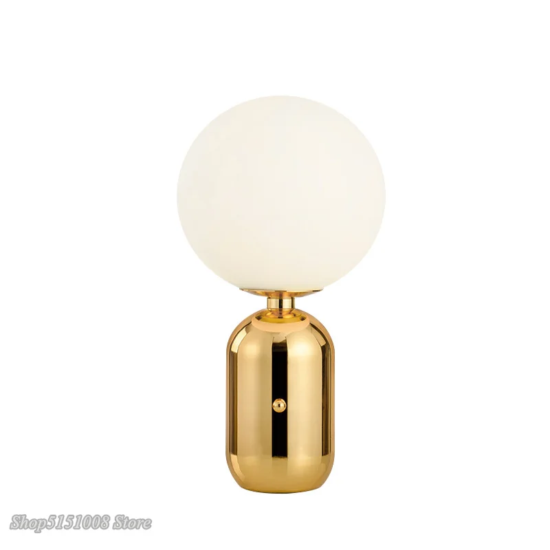 Nordic Led Table Lamp modern living room bedroom Desk Lamp Metal Milky Frosted Glass Shades Bedroom Reading Lamp decor Fixtures