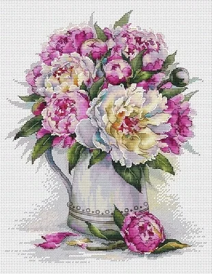 

Peony bucket Cross stich Kits Homfun Craft Cross Stich Painting Decorations For Home