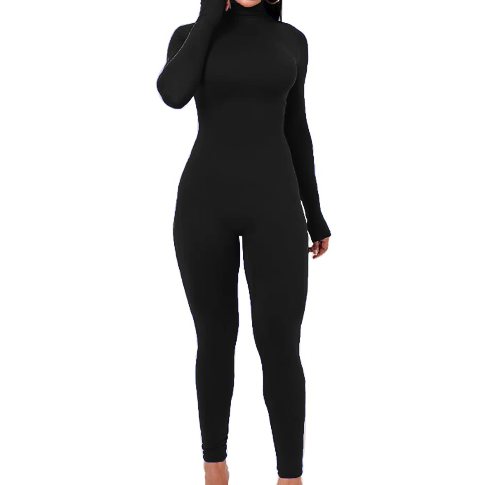 

Womens One Piece Bodycon Jumpsuit Sexy Long Sleeve High Waist Romper Clubwear for Lounging Gym Yoga Wear