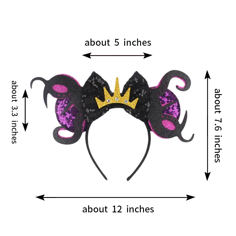 Chic Ursula Disney Ears Headband Villains Mickey Mouse Hairband Women Party Cosplay Headwear Kids DIY Costume Hair Accessories