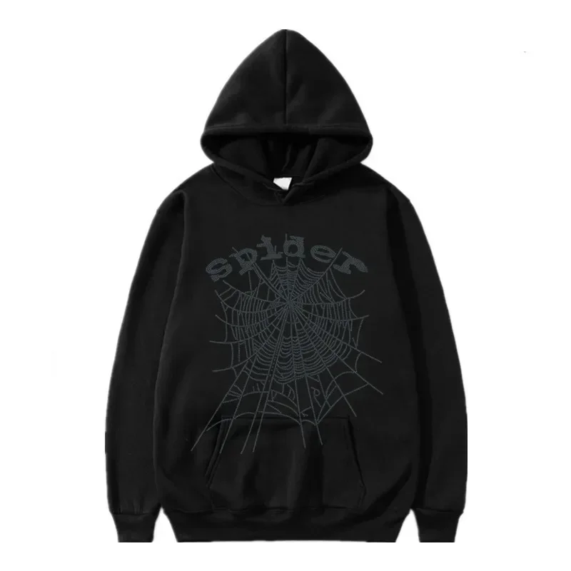 Women Autumn Street Punk Oversized Hoodie Spider Cobweb Rhinestone Hoodies Hip Hop Fashion Letter Y2k Aesthetics Sweatshirts Men