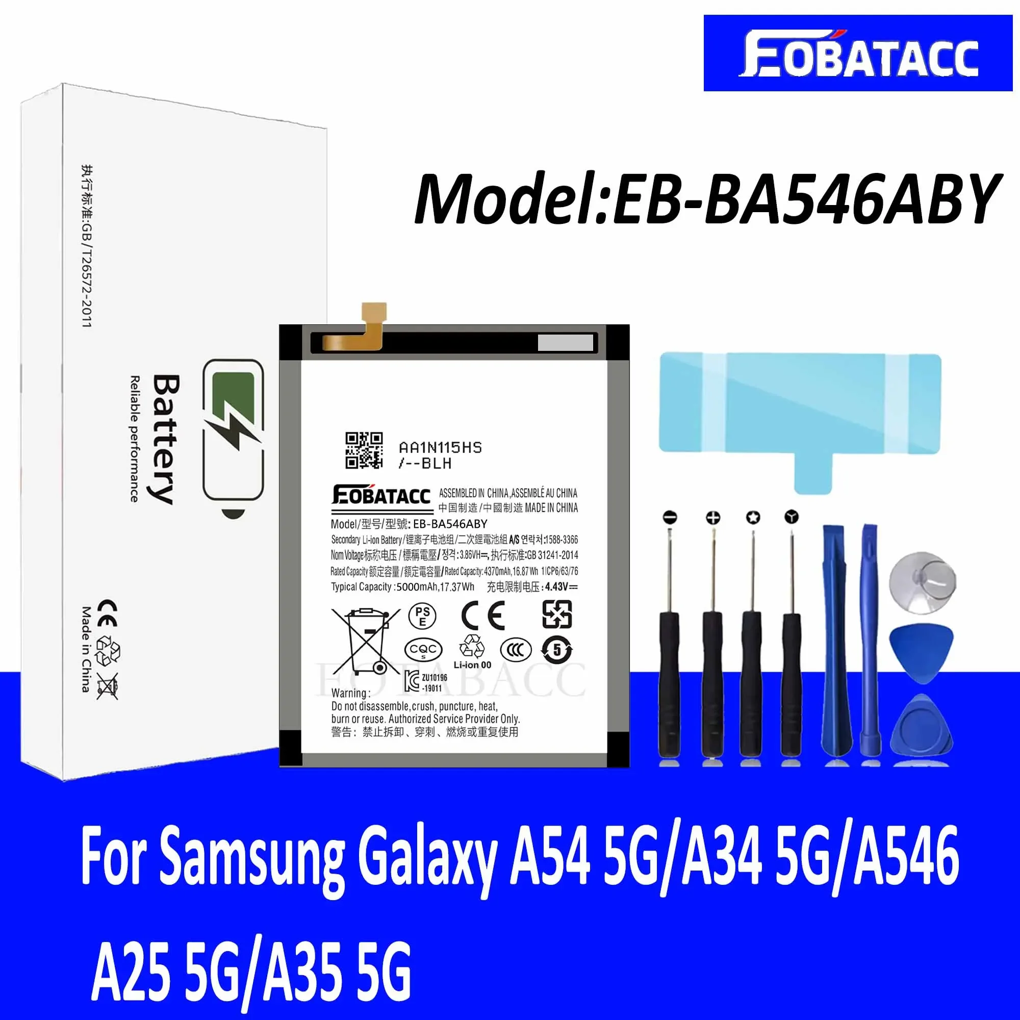 EOTABACC 100% New High Quanlity Battery EB-BA546ABY For Samsung A54 5G/A34 5G/A546/ A25 5G/A35 5G Battery +Tools