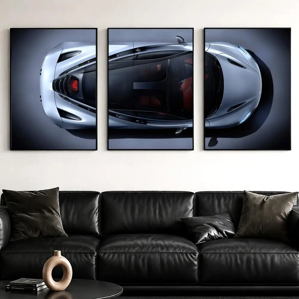 Silver Motorsport Car Painting Calligraphy Canvas Poster Set Wall Artwork for Bedroom Living Room Decorative Prints Gift