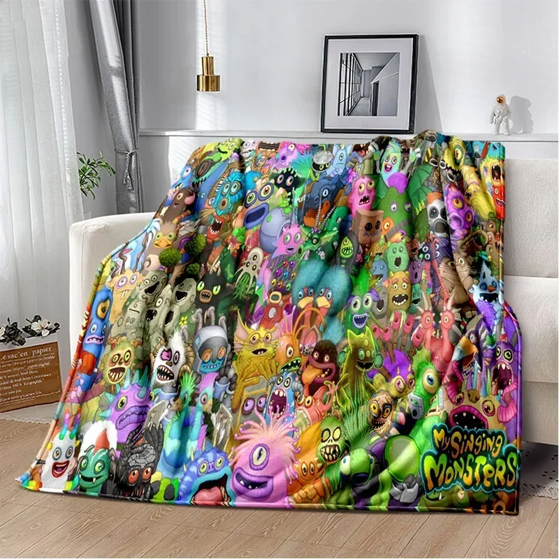 ผ้าห่มพิมพ์ลาย3D นิ่มลายการ์ตูนวิดีโอเกมมอนสเตอร์ผ้าห่มกำมะหยี่ห้องรับแขกห้องนอนเตียงโซฟาผ้าห่มปิกนิก