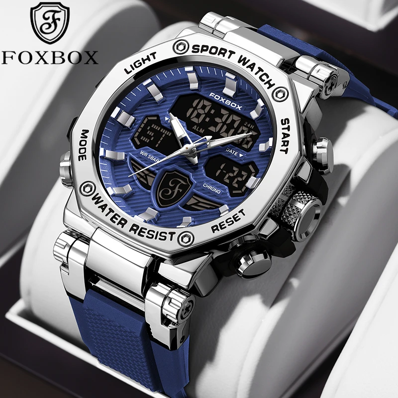 

LIGE new top men's watch 50M waterproof LED dual display silicone wristband quartz military sports mens wristwatch reloj hommes