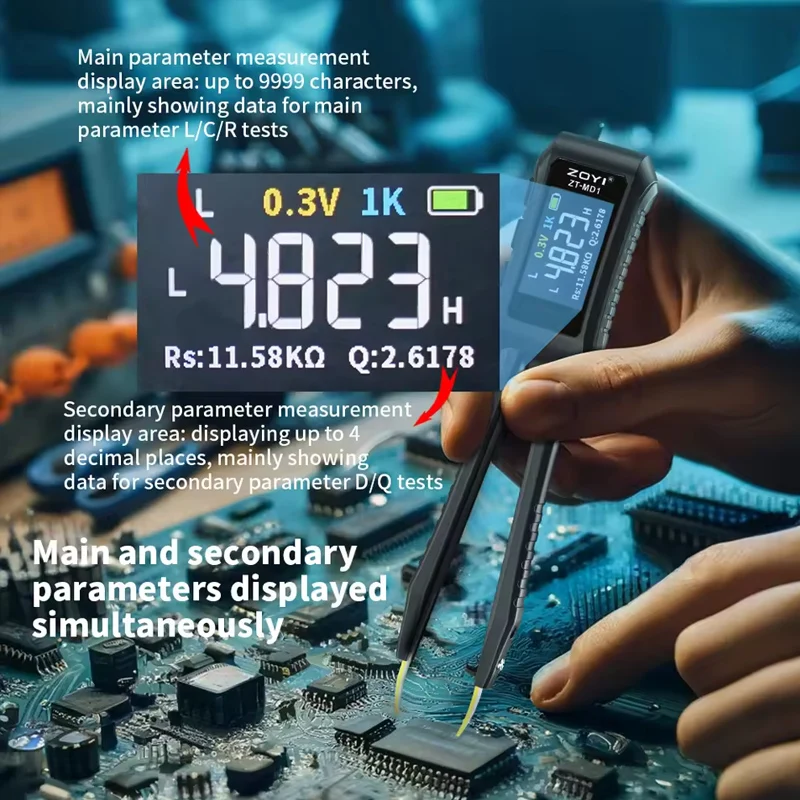 ZOYI ZT-MD1 Digital Smart Tweezer LCR SMD ESR Tester Resistance Capacitance Inductance Continuity Diode Test Measurement Tools