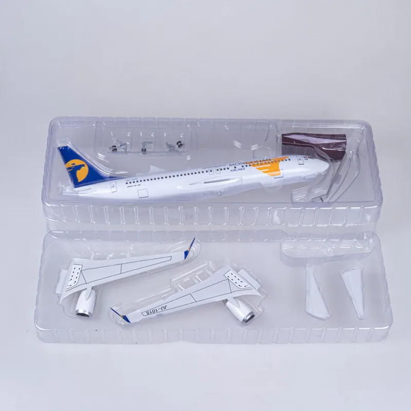 1:85 Scale 47CM Diecast Model Mongolian Airlines Boeing 737 Resin Airplane Airbus With Light And Wheels Toy Plane Collection