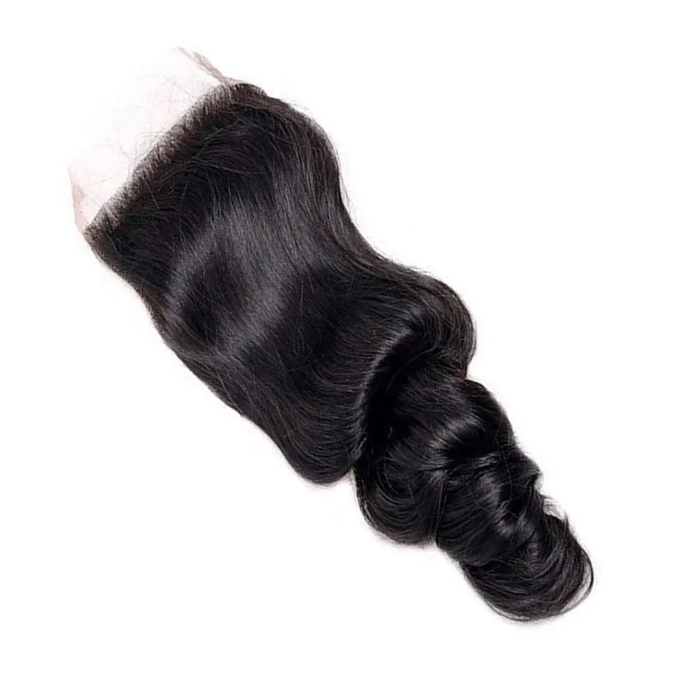 On Sale Loose Wave 16 Inch 4x4 Closure Lace Frontal Human Hair HD Transparent Lace Frontal Pre Plucked Remy Hair Natural Black Human Hair For Women