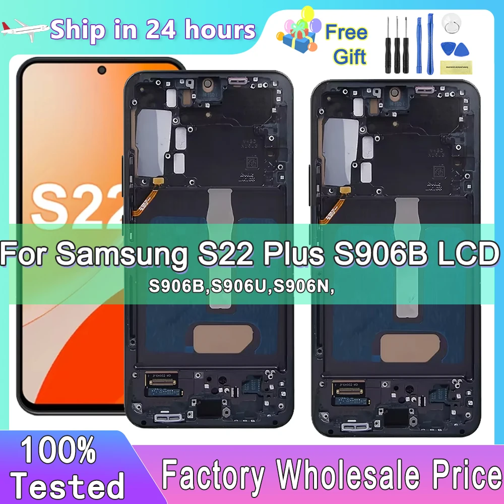 

6.6“ Tested For Samsung Galaxy S22 Plus LCD Touch Screen Assembly For Samsung S22+ 5G S906B S906U S906W S906N Screen Display