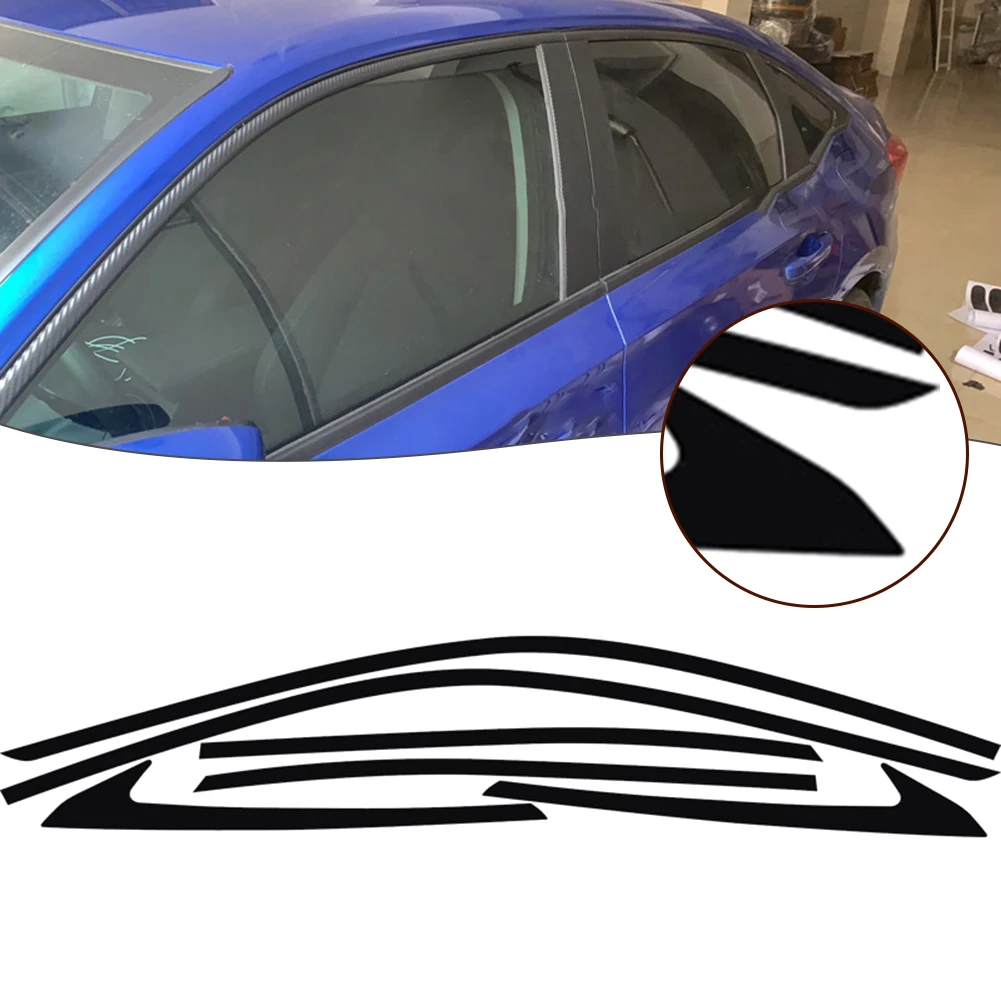 Car Door Window Side Chrome Delete Blackout Trims Overlay Decals For Honda For Civic Sedan 2022 2023 Cover Decal Stickers