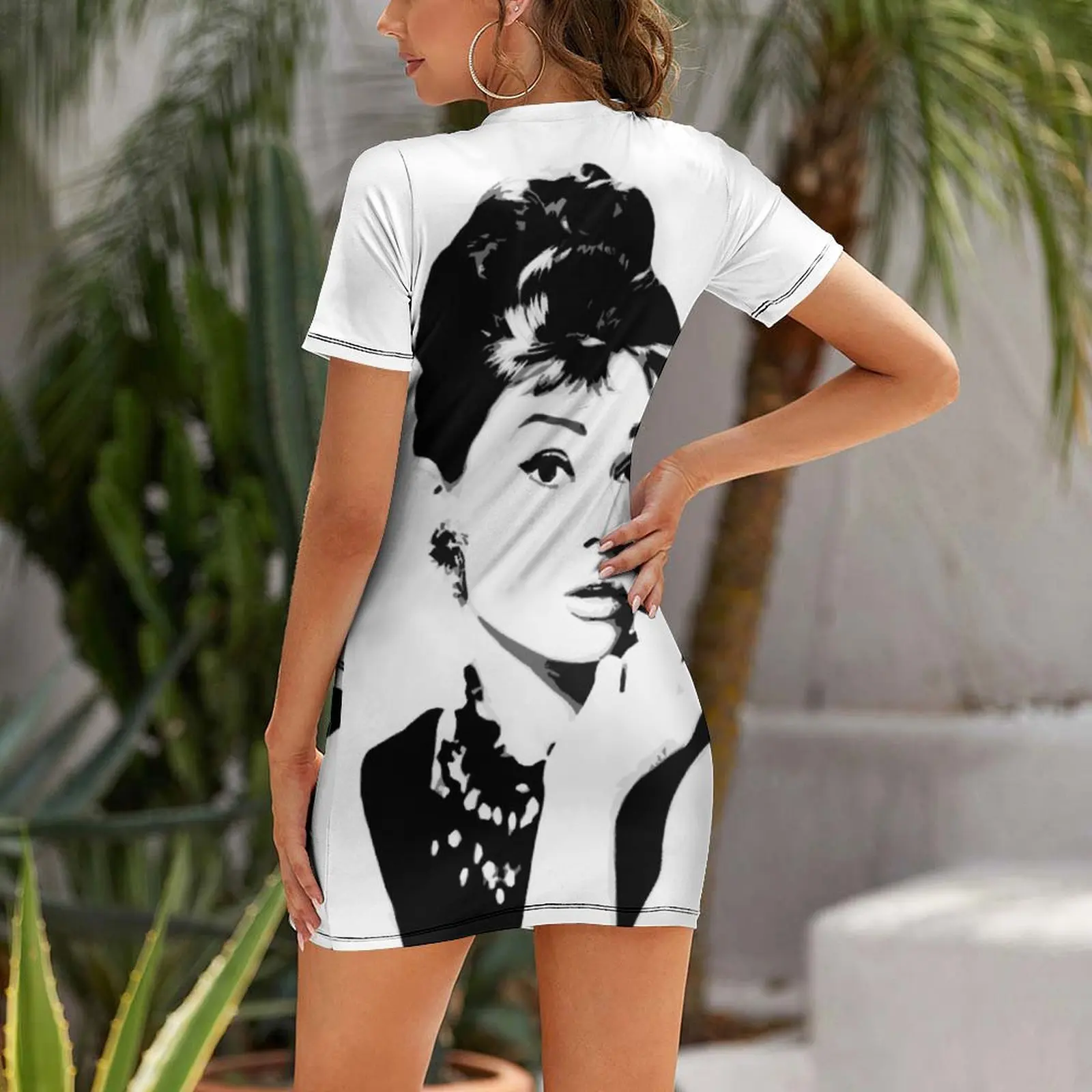 Audrey Hepburn Portrait Art Short Sleeved Dress Long dresses Womens dresses women's clothing summer 2024 novelties