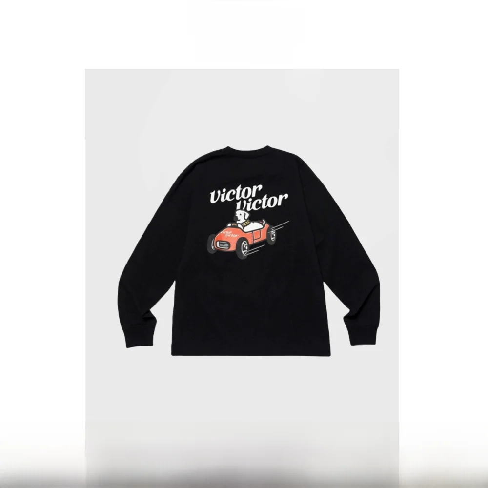 

Humans Mades Long Sve Cotton T-irt Retro Loose Fit Japanese Sle Collaborative Work with Little Dog Car for Women