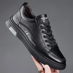 Luxury Men‘s Shoes outdoor fashion Casual Black Male Sneakers Breathable Leather Shoes for Men flats Autumn Fashion sneakers