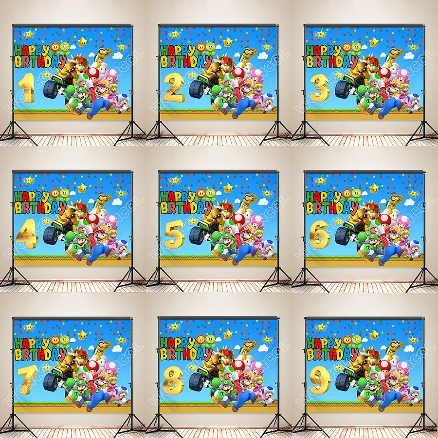 

Super Mario Backdrop Custom Mario Luigi Toad Yoshi Birthday Background Super Mario Bros Baby Shower Banner Party Decor Props