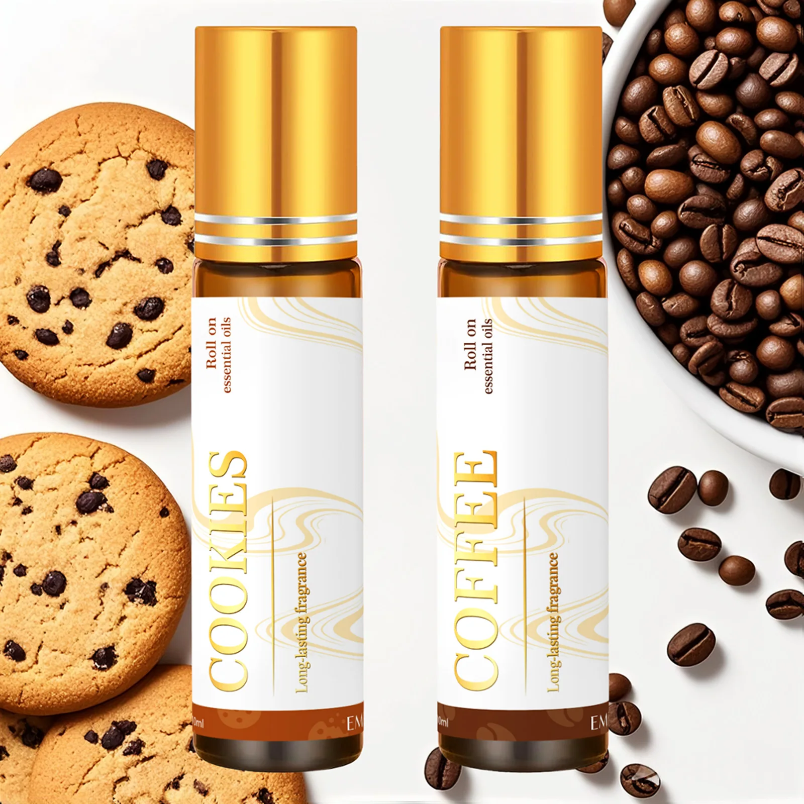 

2PC/1PC Cookie Coffee Essential Oils Roller massage Body Oil 10ml Aromatherapy for Comfort & Relaxation Sweet Baked Scent Gifts