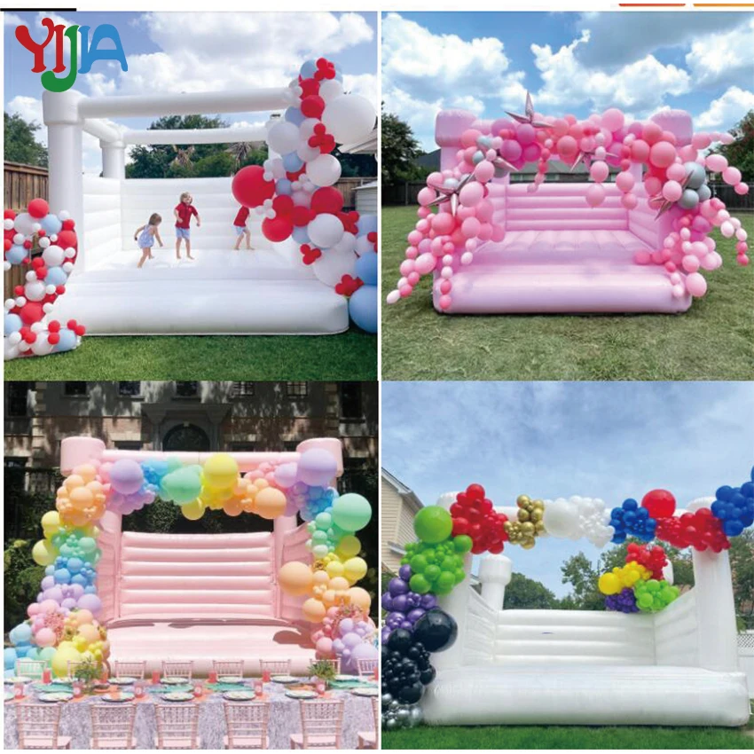 Adults Kids  White Wedding Inflatable Bouncy Castle With Blower Commcial Bounce House For Party Event Rental