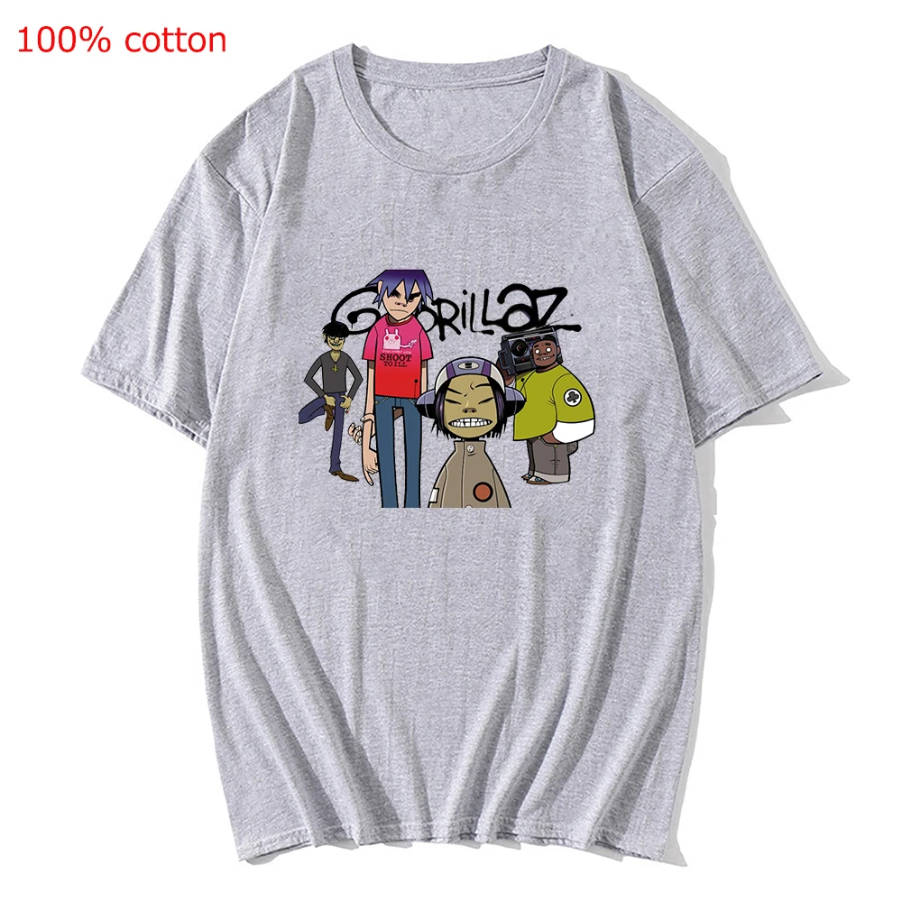 British Virtual Band Gorillaz T-shirts Printed Streetshirts Casual Short-sleeve Men Women\'s Shirt Urban Oversized Female T Shirt