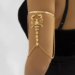 Pulseras de cadena para la parte superior del brazo para mujer, brazalete gótico de escorpión, brazalete para el cuerpo, joyería Punk Hip Hop