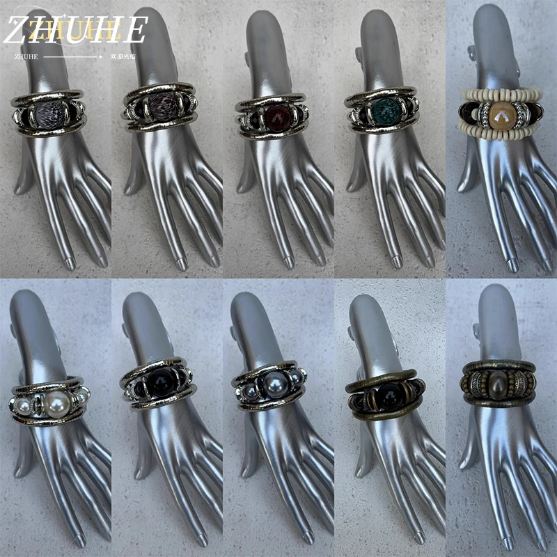 

ZHUHE Statement Bead - Inlaid Bracelets, Unisex Jewelry Accessories, Stylish bracelets femme