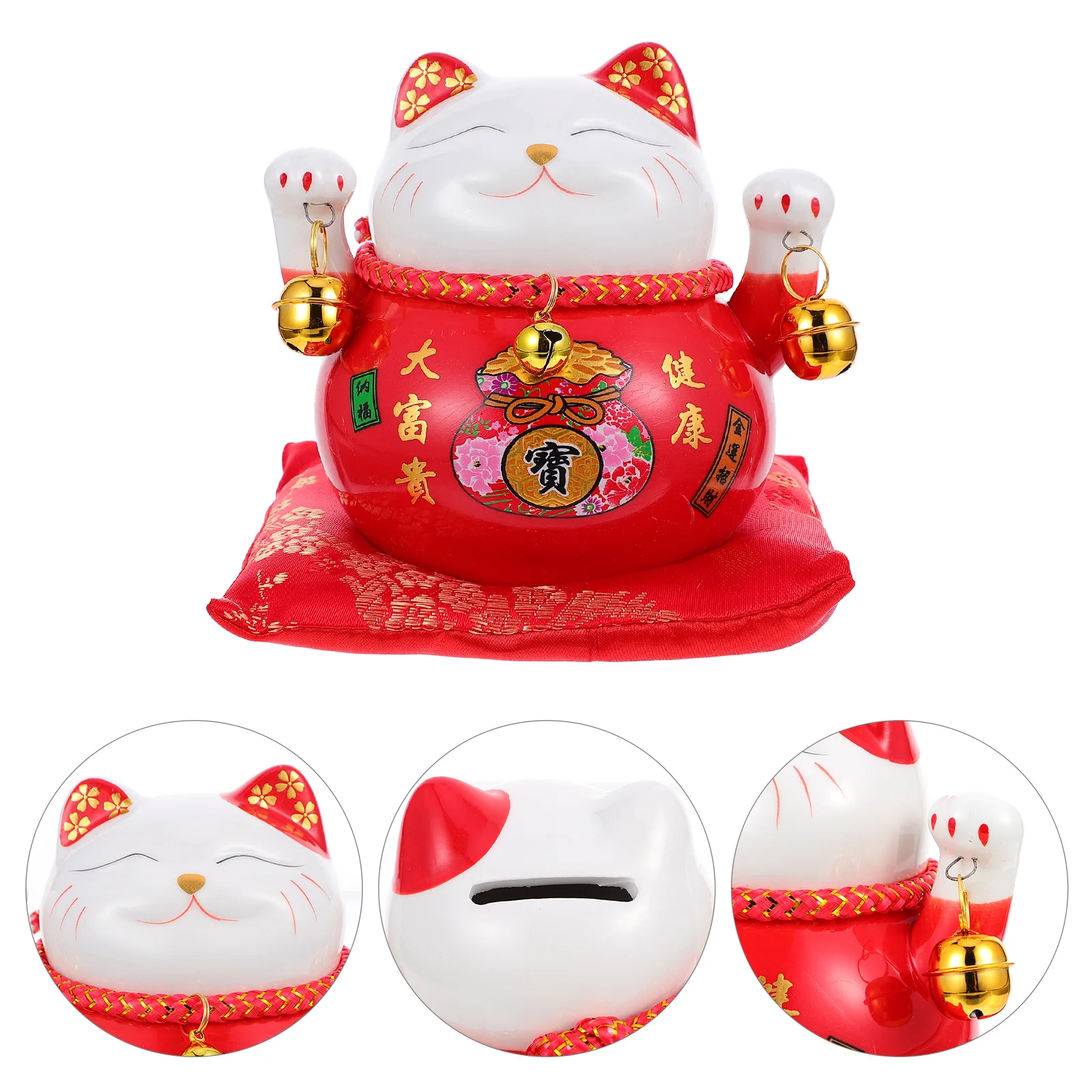 

Fortune Cat Money Box Ceramic Saving Pot Large Capacity Coin Bank for Home Decor Kids Gift Bright Color Cartoon Design