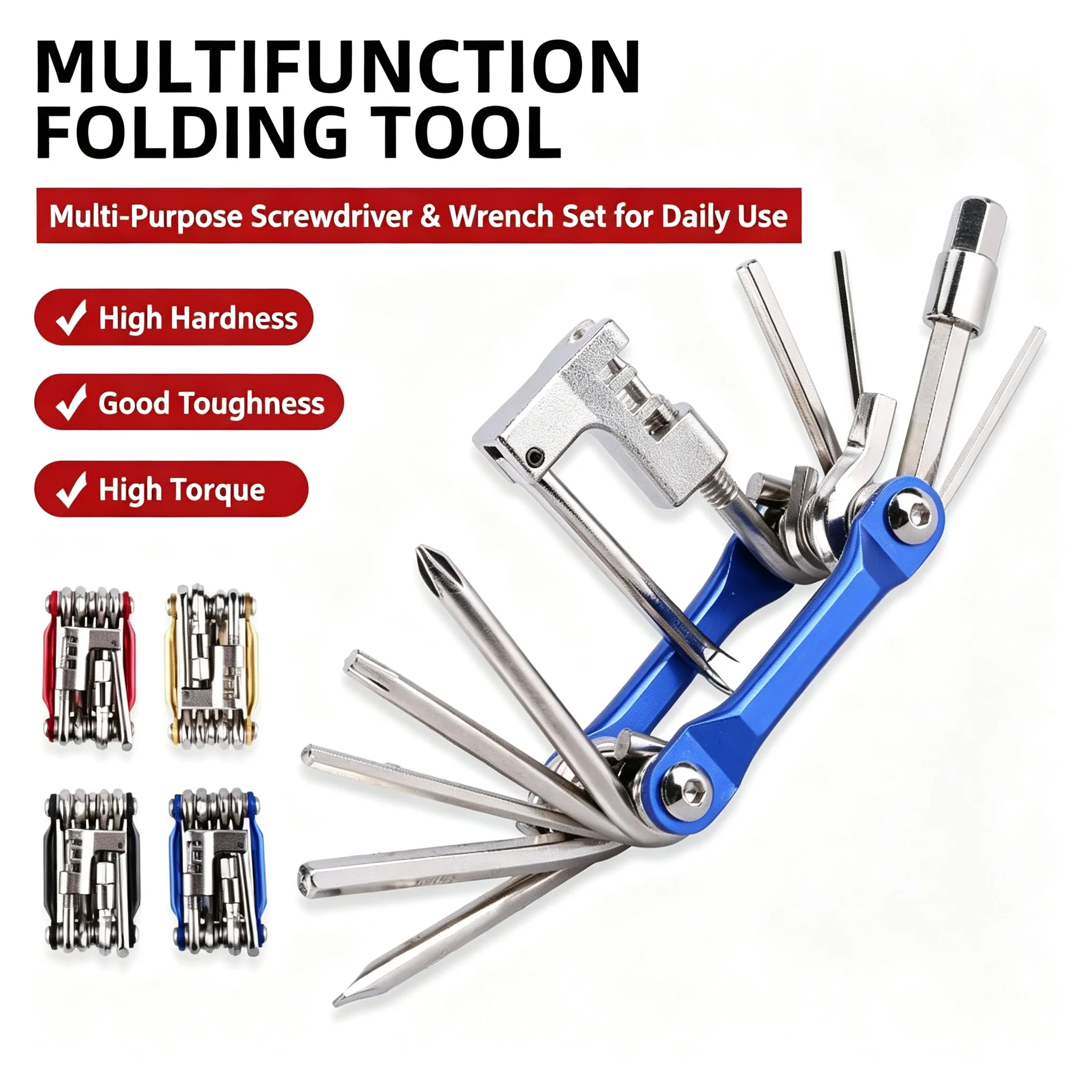 11-in-1 Bicycle Repair Tool Set—Suitable for Mountain Bikes Wrenches Screwdrivers Chain Tools Multifunctional Bicycle Repair Set