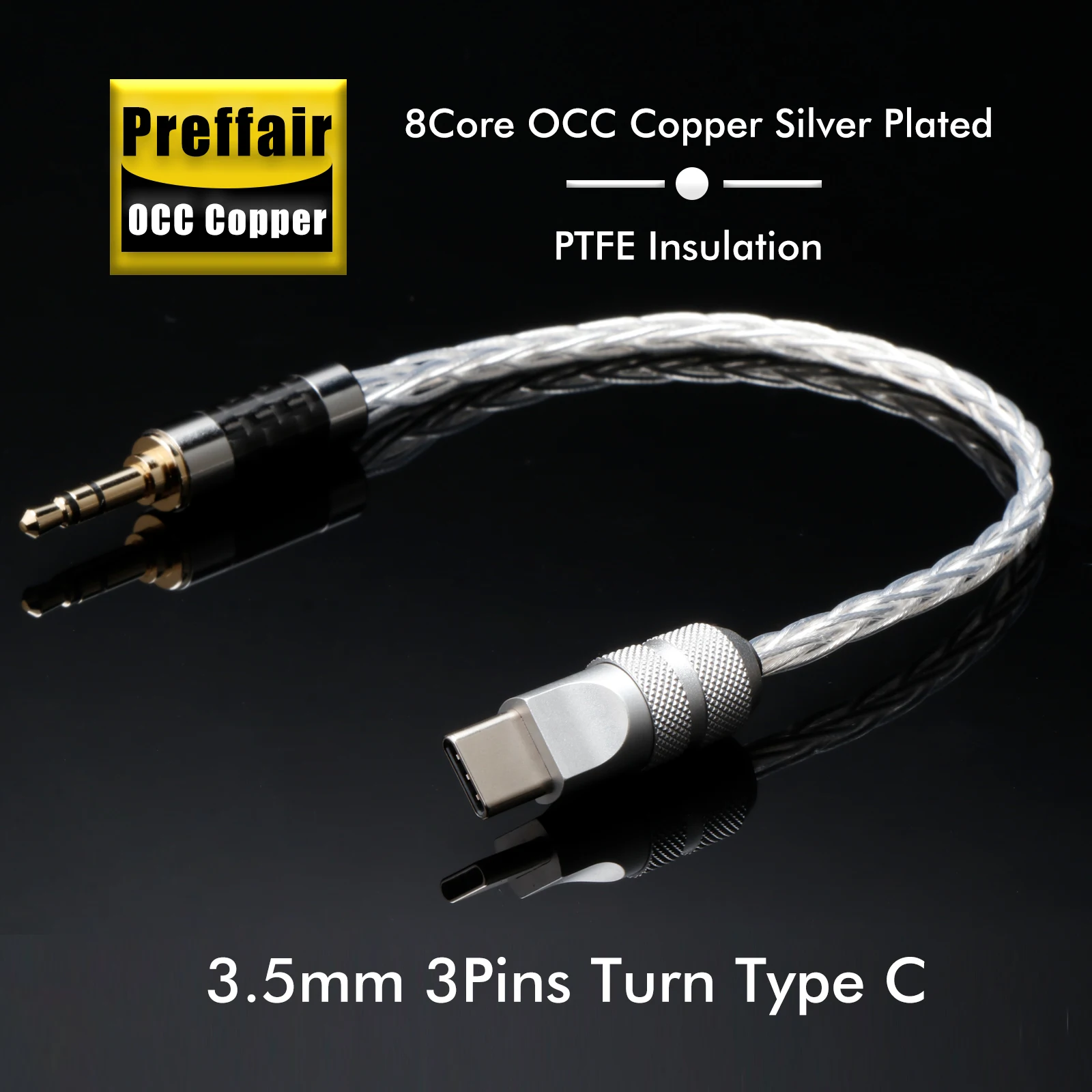 Preffair E50107 4,4/2,5/3,5mm zu USB Typ-C Aux-Kabel HIFI 8-Kern Versilberte Adapterkabel für Handy iPad Laptop Player – Detail 6