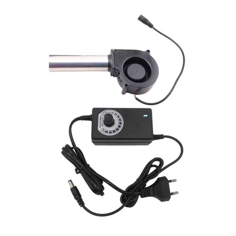 Y98E 7cm 7530 12V Small Blower with Power Variable Controller for Outdoor BBQ Fan