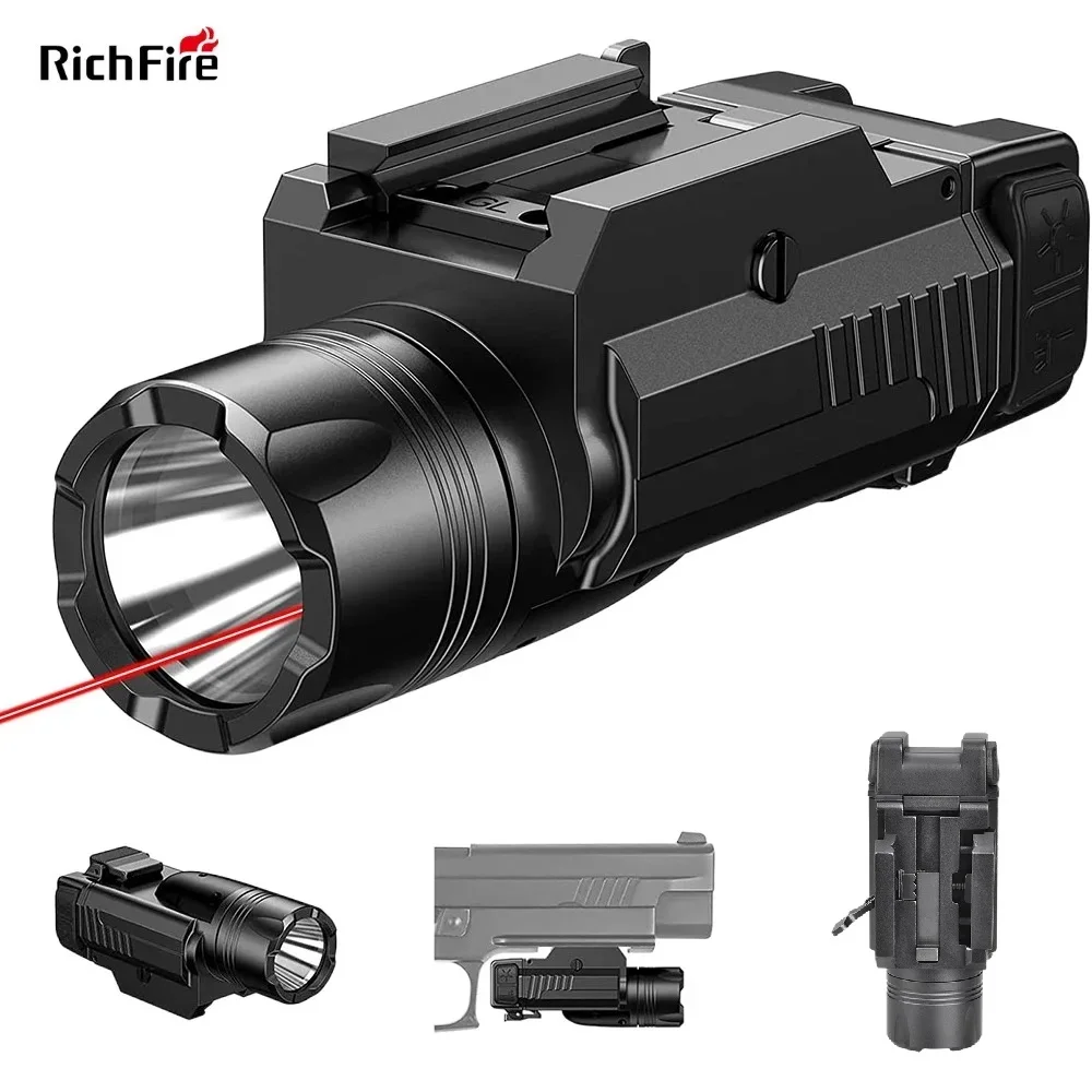 Original Richfire Pistol Flashlight Laser Combo 1000LM Gun Torch Tactical Weapon Light for Glock Taurus 20mm Rail Mounted