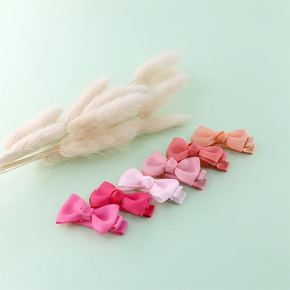 50Pcs/Lot Solid Mini Grosgrain Ribbon Hair Bows Clips Candy Color 4.5cm Hairgrips Hairpins Korean Sweet Girls Bang BB Barrettes