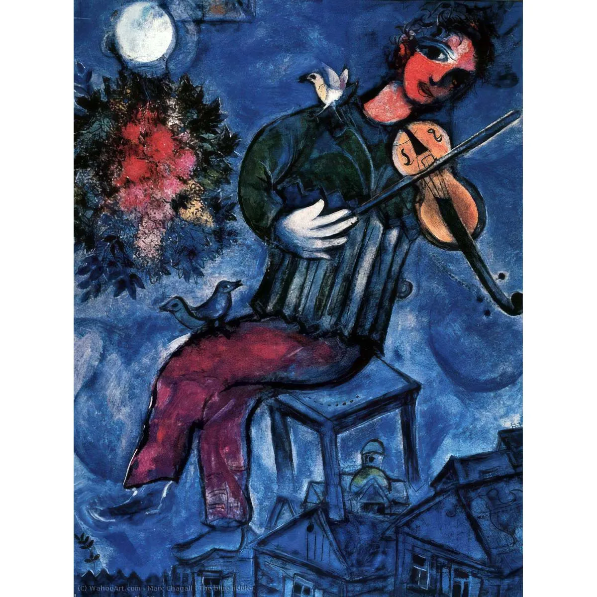 

Marc Chagall painting,The blue fiddler,Hand painted world famous painting reproduction,Modern decorative picture for dining room