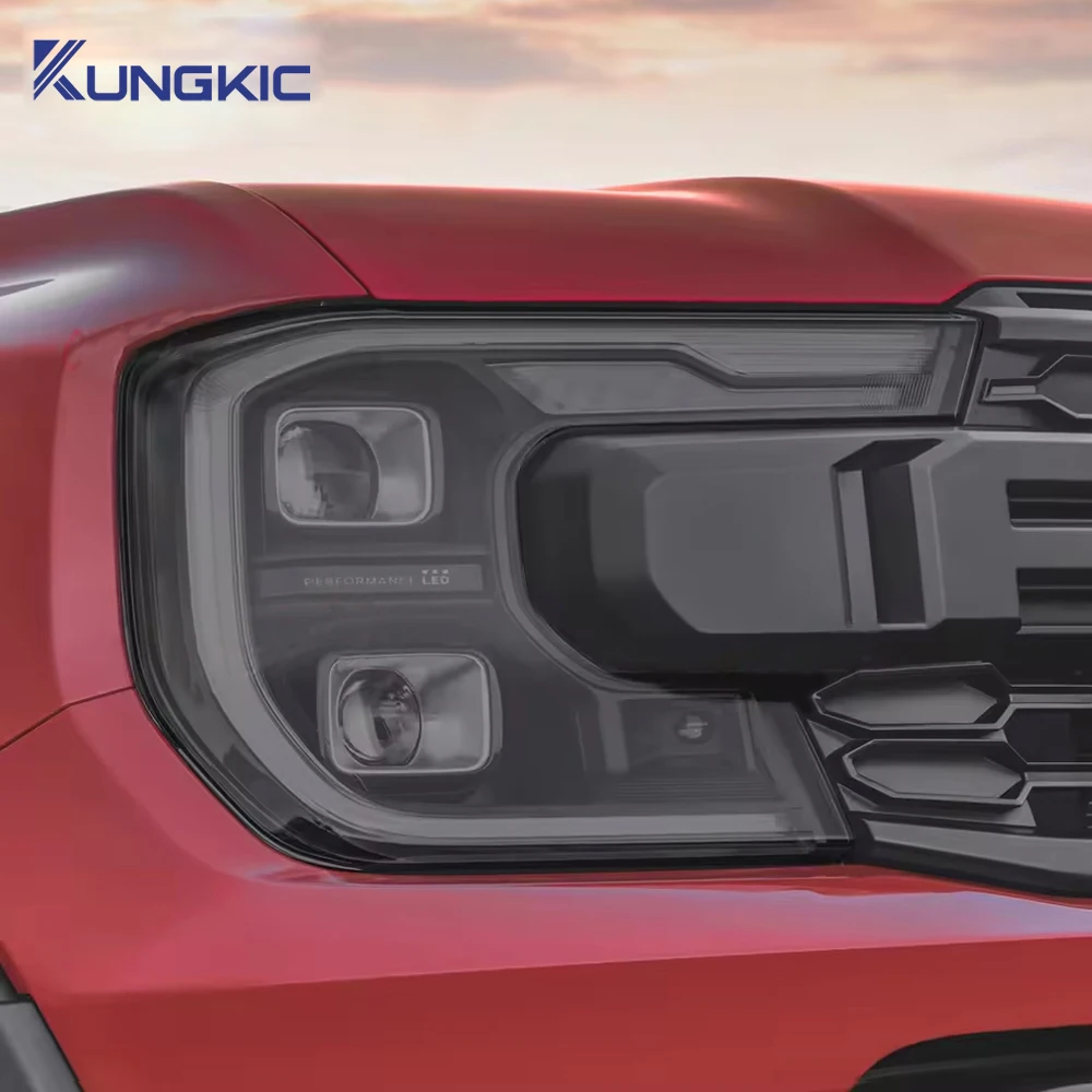 ملصق شفاف واقي للسيارة من مادة TPU باللون الأسود الدخاني لمصابيح السيارة الأمامية لسيارة فورد رينجر T9 2023 2024 2025 من وايلد تراك رابتور #2