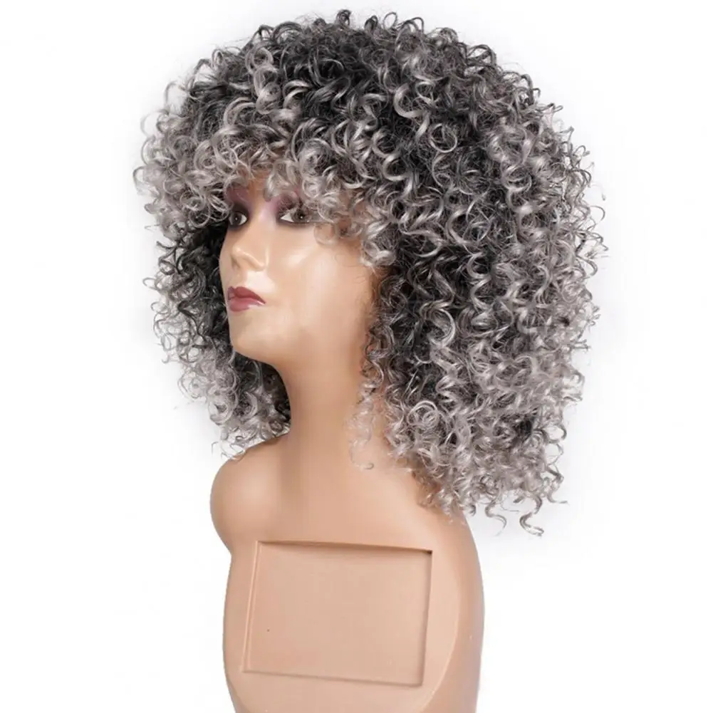 

Explosion Wig Grey Short Hair Short Curly African Ombre Cosplay Wigs Cosplay Grey Wig Heat Resistant Wig Natural Hair Looking